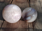 Polished Banded Agate Spheres with Quartz x 2 From Madagascar - Toprock Gemstones and Minerals 