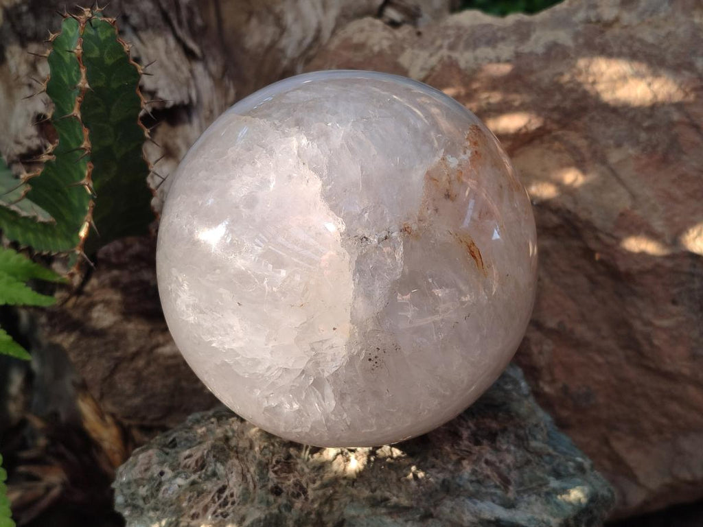 Polished Banded Agate Spheres with Quartz x 2 From Madagascar - Toprock Gemstones and Minerals 