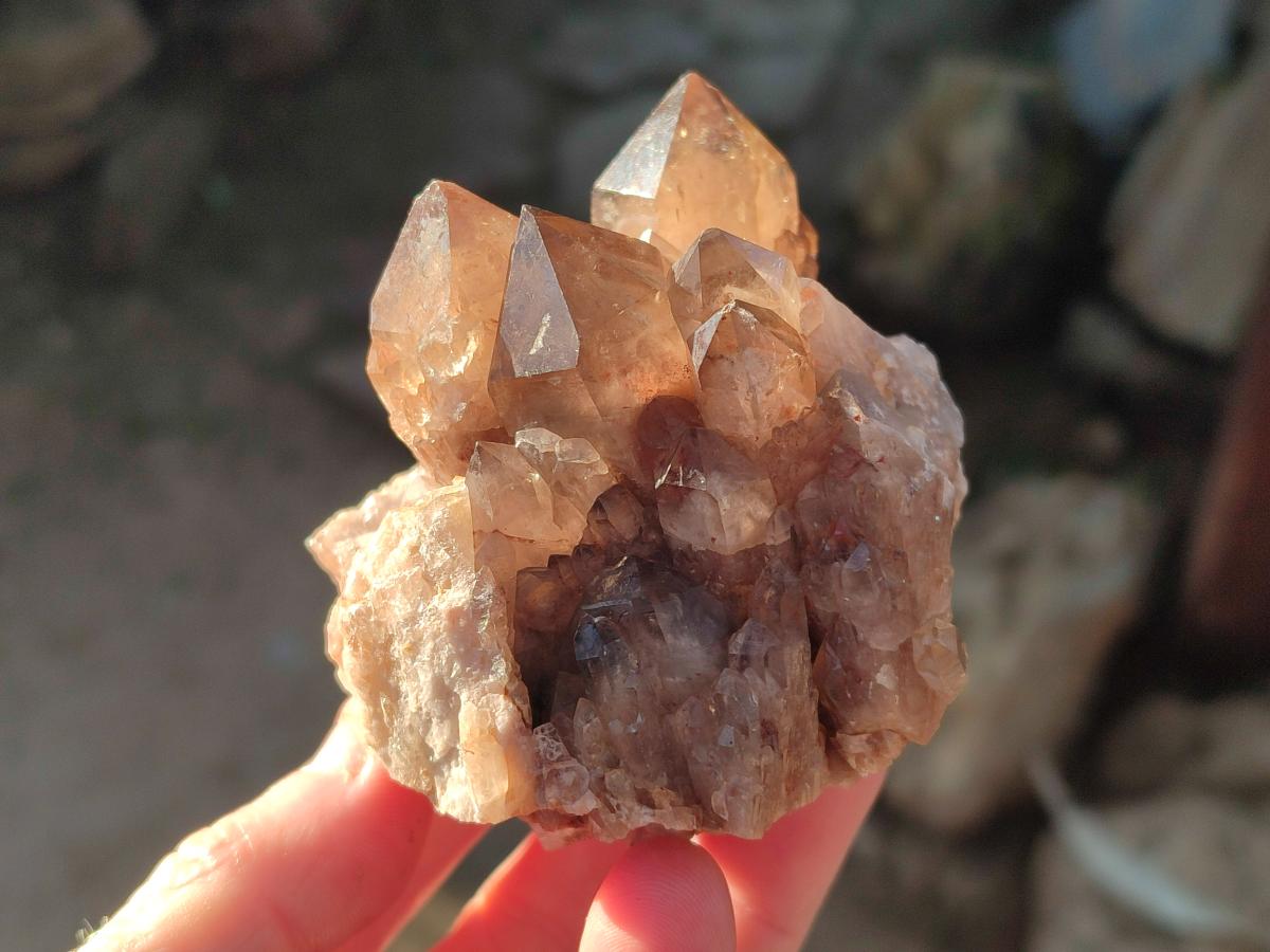 Natural Smokey Citrine Quartz Clusters x 4 From Luena, Congo - Toprock Gemstones and Minerals 