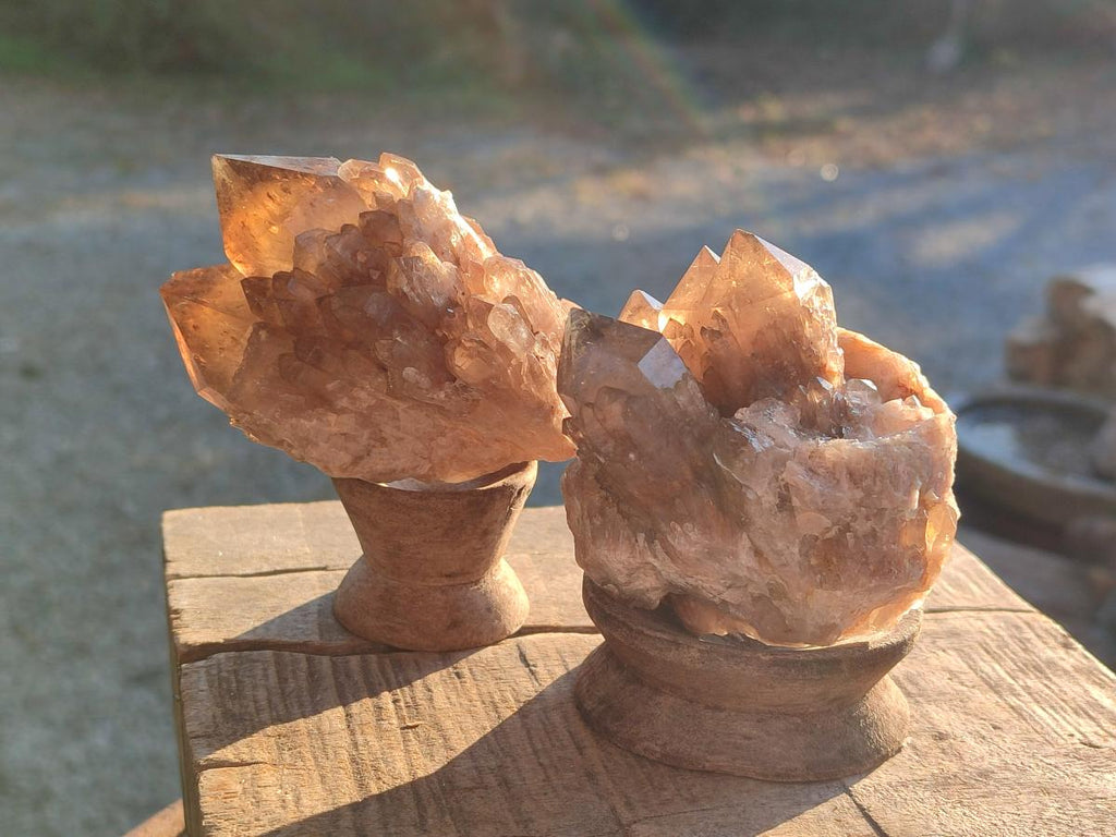 Natural Smokey Citrine Quartz Clusters x 4 From Luena, Congo - Toprock Gemstones and Minerals 
