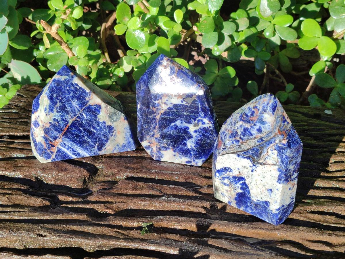 Polished Sodalite Display Crystals x 3 From Kunene River, Namibia - Toprock Gemstones and Minerals 