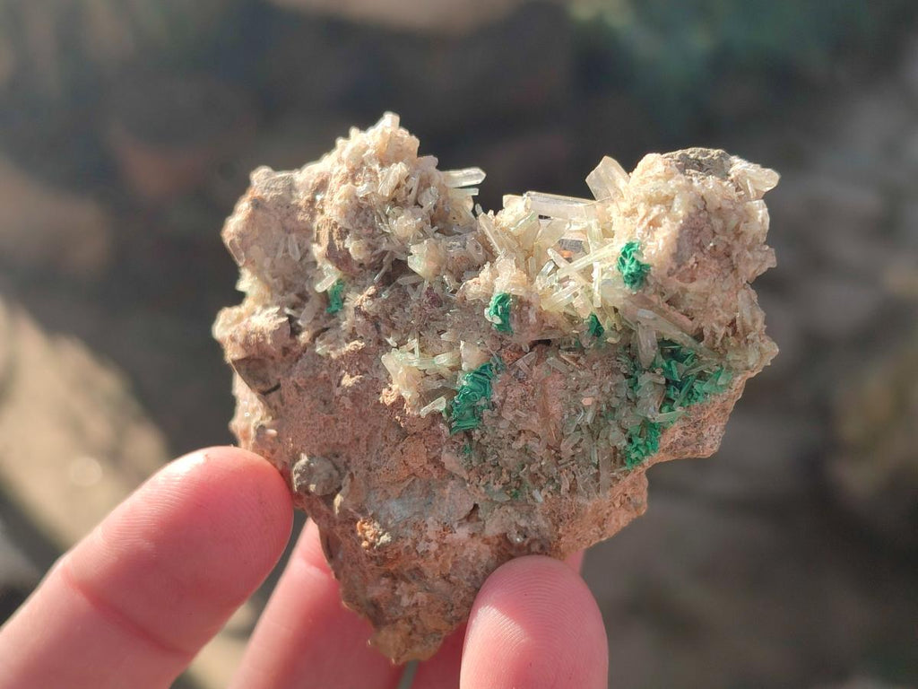 Natural Rare Bladed Barite Specimens with Malachite x 6 From Shangulowé Mine, Congo - Toprock Gemstones and Minerals 