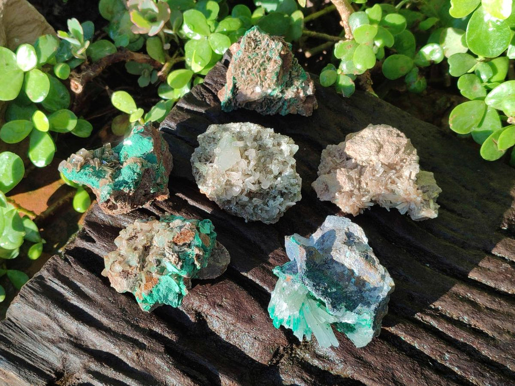 Natural Rare Bladed Barite Specimens with Malachite x 6 From Shangulowé Mine, Congo - Toprock Gemstones and Minerals 