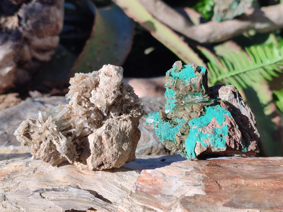 Natural Rare Bladed Barite Specimens with Malachite x 6 From Shangulowé Mine, Congo - Toprock Gemstones and Minerals 
