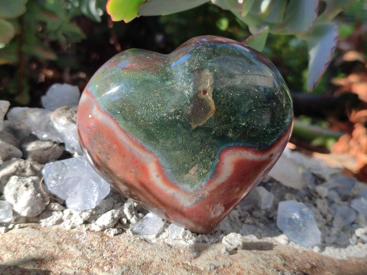 Polished Ocean Jasper Hearts x 6 From Northwest Coast, Madagascar - Toprock Gemstones and Minerals 