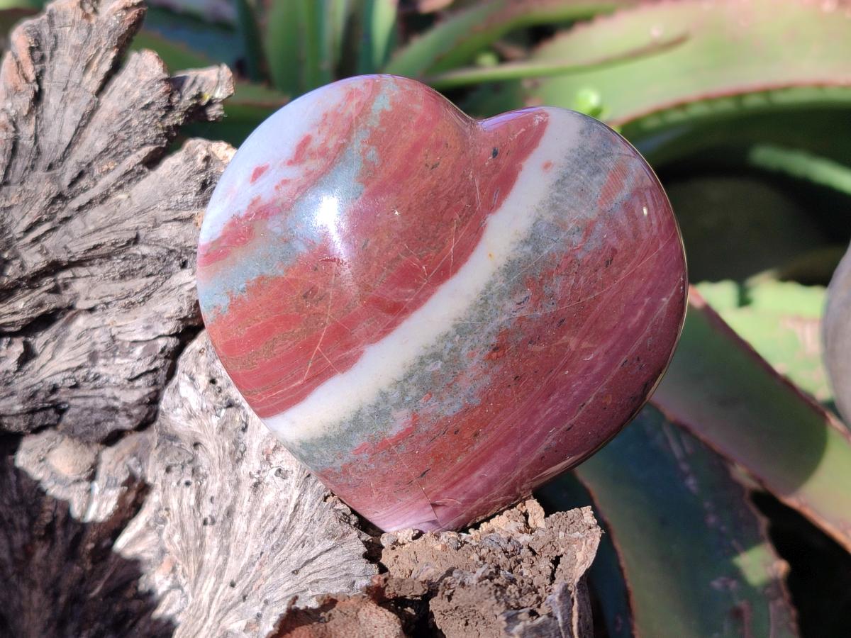 Polished Ocean Jasper Hearts x 6 From Northwest Coast, Madagascar - Toprock Gemstones and Minerals 