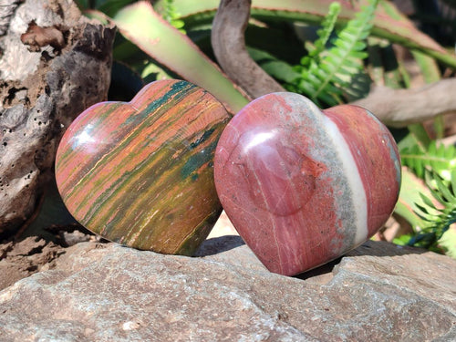 Polished Ocean Jasper Hearts x 6 From Northwest Coast, Madagascar - Toprock Gemstones and Minerals 