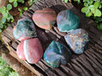Polished Ocean Jasper Hearts x 6 From Northwest Coast, Madagascar - Toprock Gemstones and Minerals 