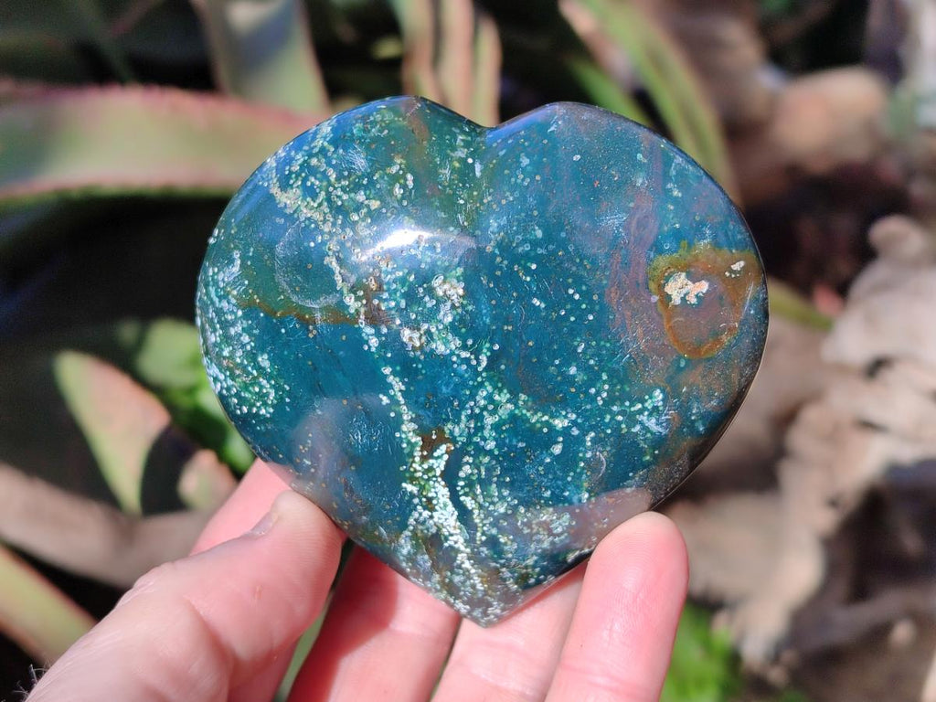 Polished Ocean Jasper Hearts x 6 From Northwest Coast, Madagascar - Toprock Gemstones and Minerals 