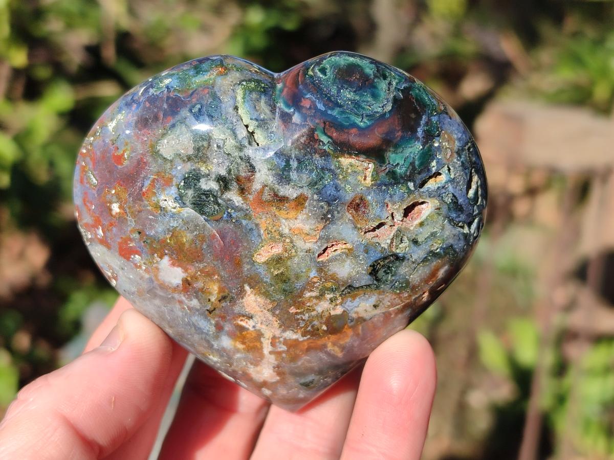 Polished Ocean Jasper Hearts x 6 From Northwest Coast, Madagascar - Toprock Gemstones and Minerals 