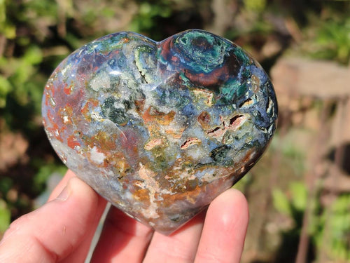 Polished Ocean Jasper Hearts x 6 From Northwest Coast, Madagascar - Toprock Gemstones and Minerals 