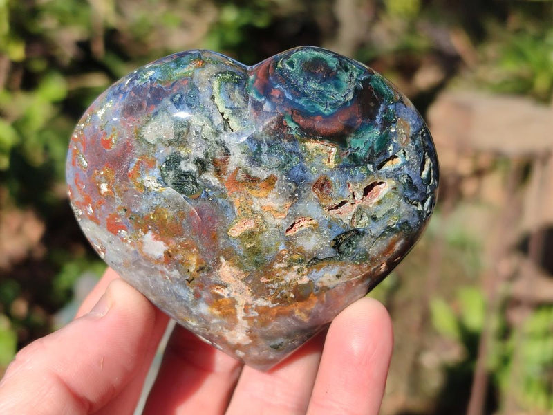 Polished Ocean Jasper Hearts x 6 From Northwest Coast, Madagascar - Toprock Gemstones and Minerals 
