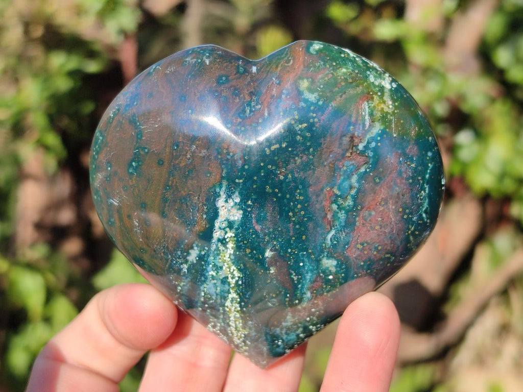 Polished Ocean Jasper Hearts x 6 From Northwest Coast, Madagascar - Toprock Gemstones and Minerals 