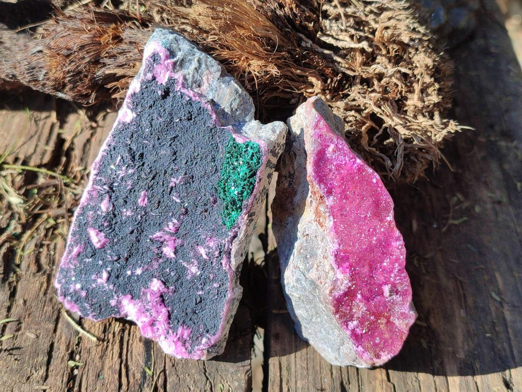 Natural Salrose Cobaltoan Dolomite Specimens with Malachite and Heterogenite x 12 From Kakanda, Congo - Toprock Gemstones and Minerals 