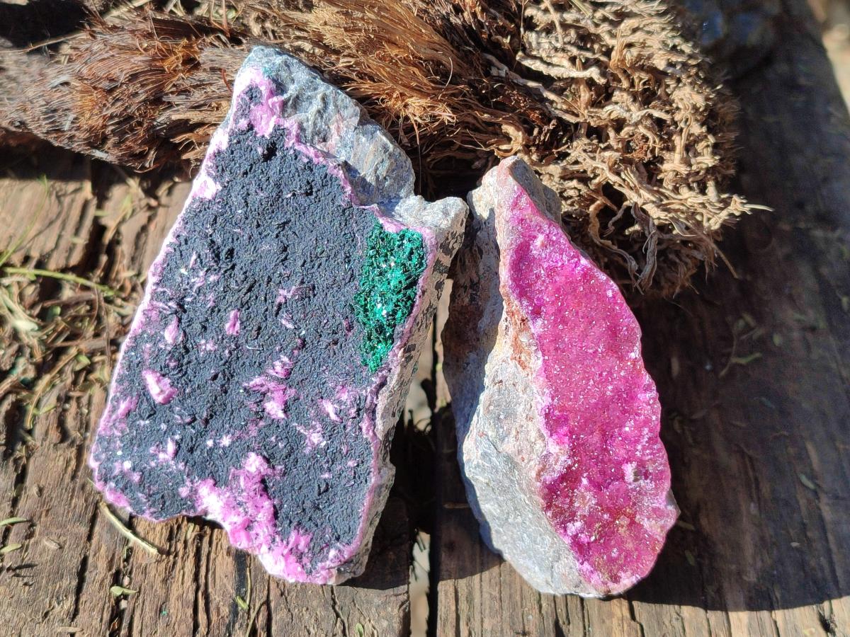 Natural Salrose Cobaltoan Dolomite Specimens with Malachite and Heterogenite x 12 From Kakanda, Congo - Toprock Gemstones and Minerals 