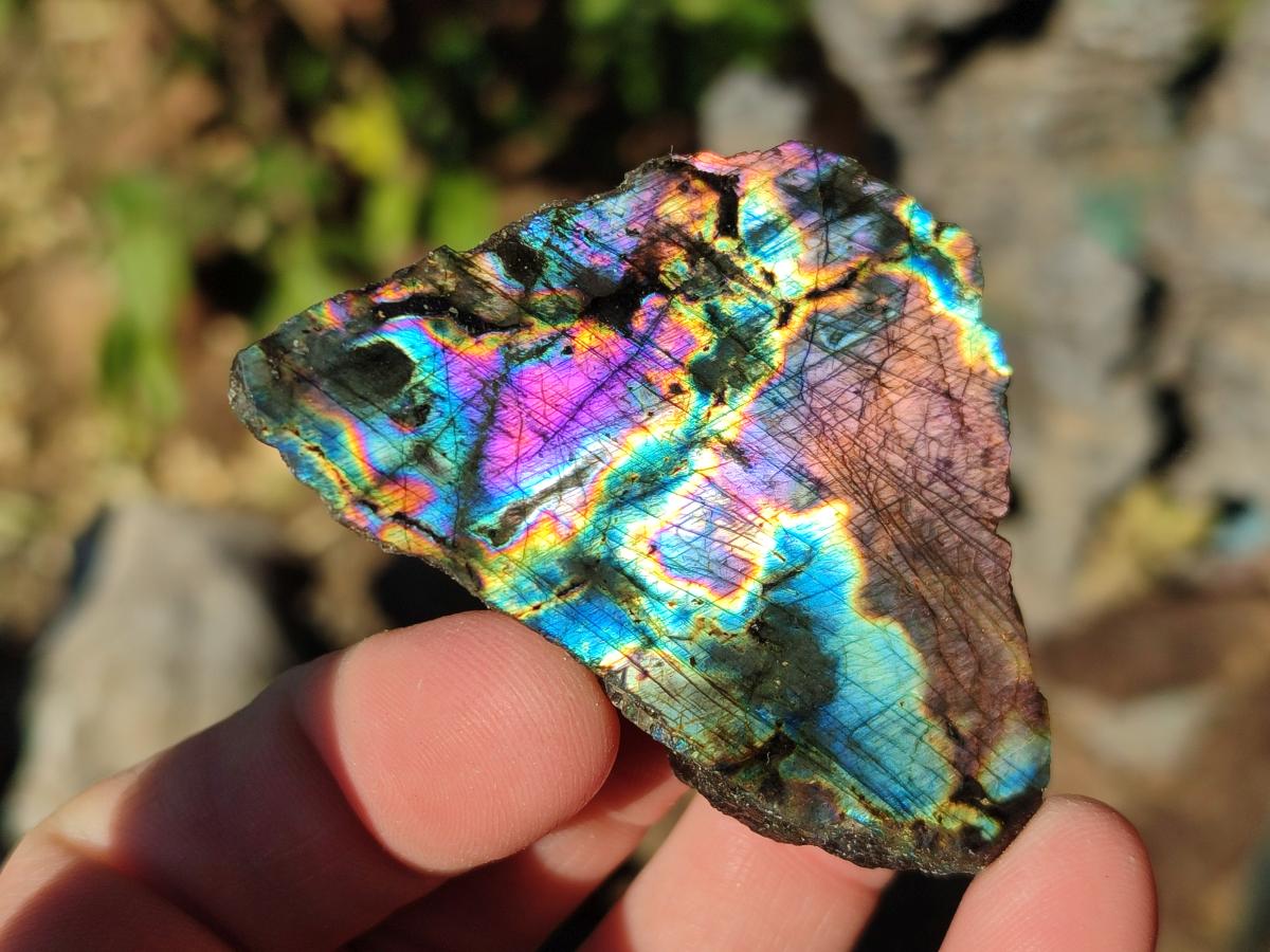 Polished One Side Labradorite Slices x 35 From Madagascar - Toprock Gemstones and Minerals 