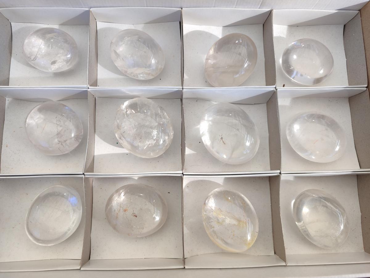 Polished Rock Crystal Galets x 12 From Amoron’i Mania, Madagascar - Toprock Gemstones and Minerals 