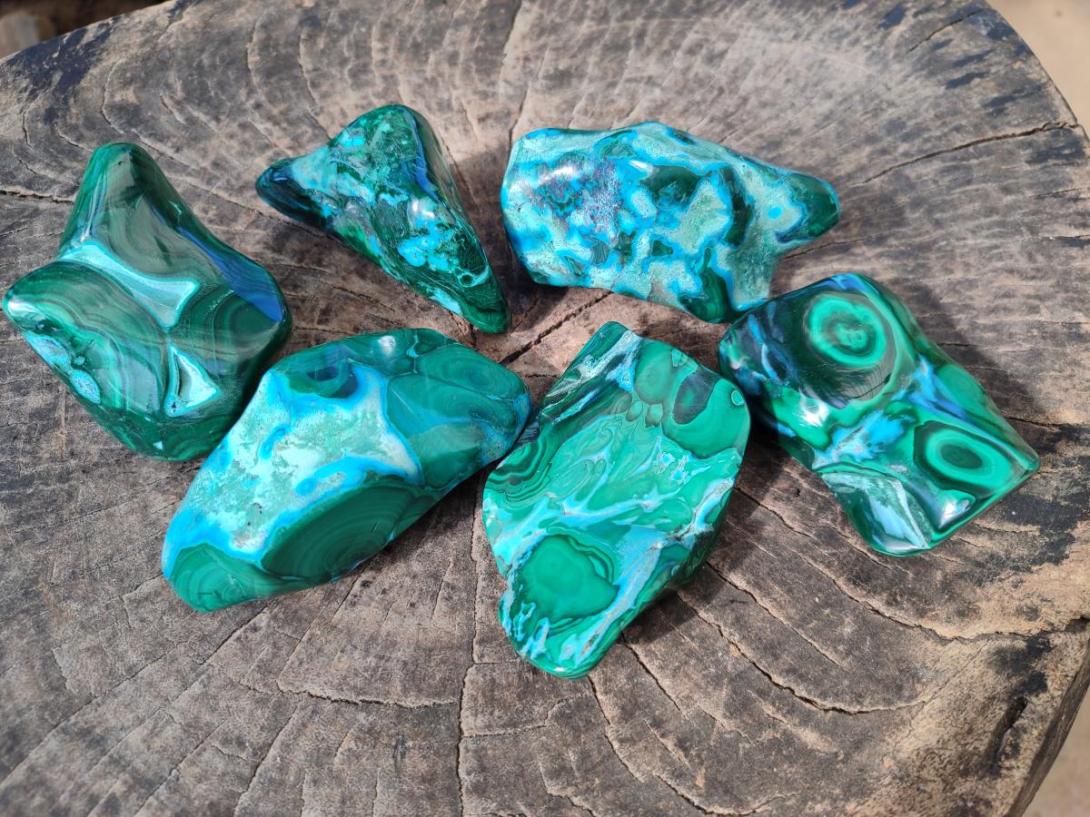 Polished Malacolla Free Forms x 6 From Kulukuluku, Congo - Toprock Gemstones and Minerals 