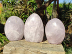 Polished Gemmy Blue Rose Quartz Standing Display Pieces x 3 From Madagascar - Toprock Gemstones and Minerals 