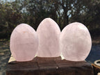 Polished Gemmy Blue Rose Quartz Standing Display Pieces x 3 From Madagascar - Toprock Gemstones and Minerals 