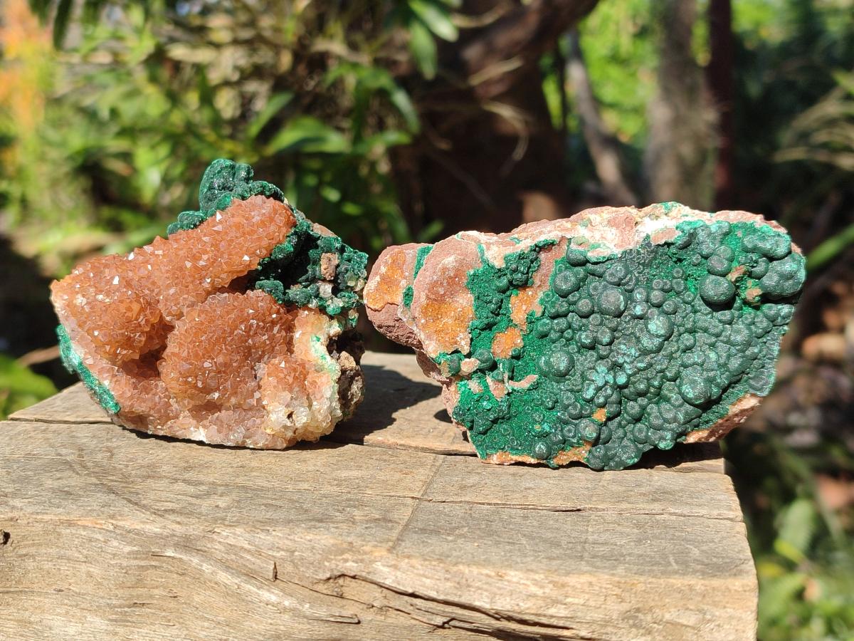 Natural Ball Malachite Specimens Coated with Drusy Quartz on Dolomite x 6 From Mindingi Mine, Congo - Toprock Gemstones and Minerals 