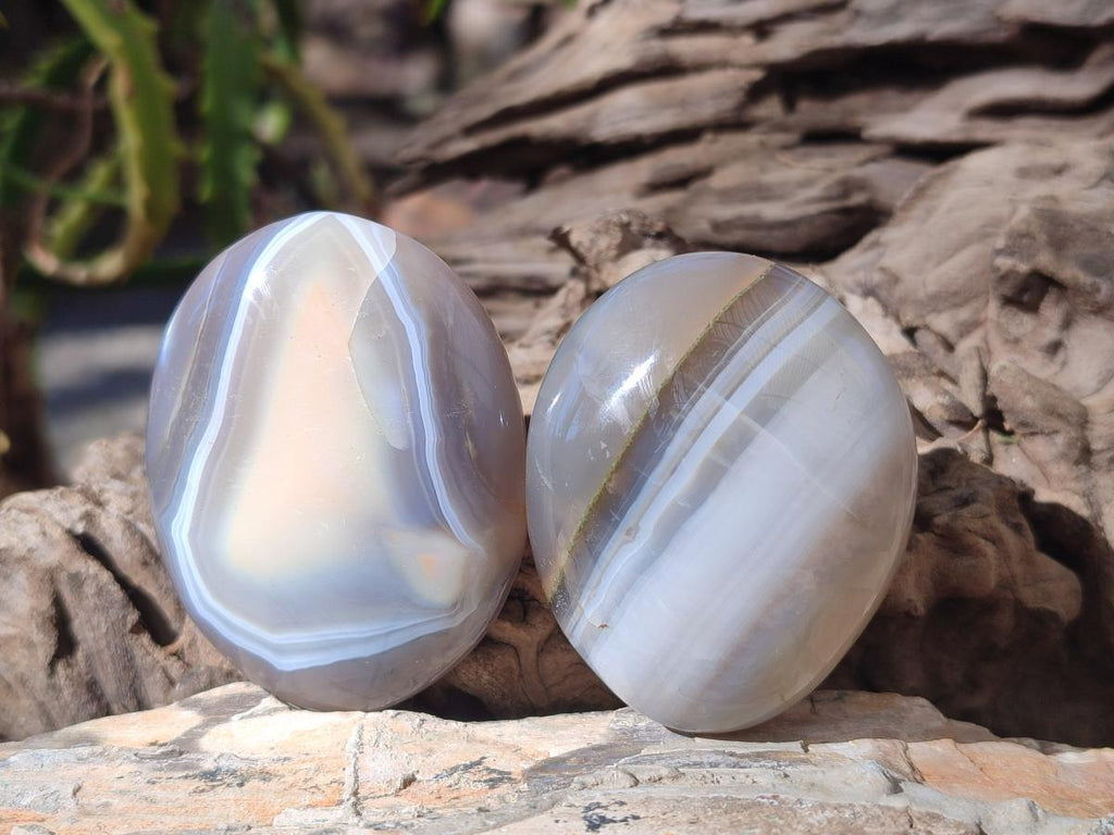Polished Banded Agate Galets x 24 From Madagascar - Toprock Gemstones and Minerals 