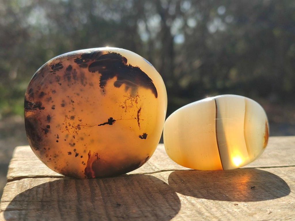 Polished Banded Agate Galets x 24 From Madagascar - Toprock Gemstones and Minerals 