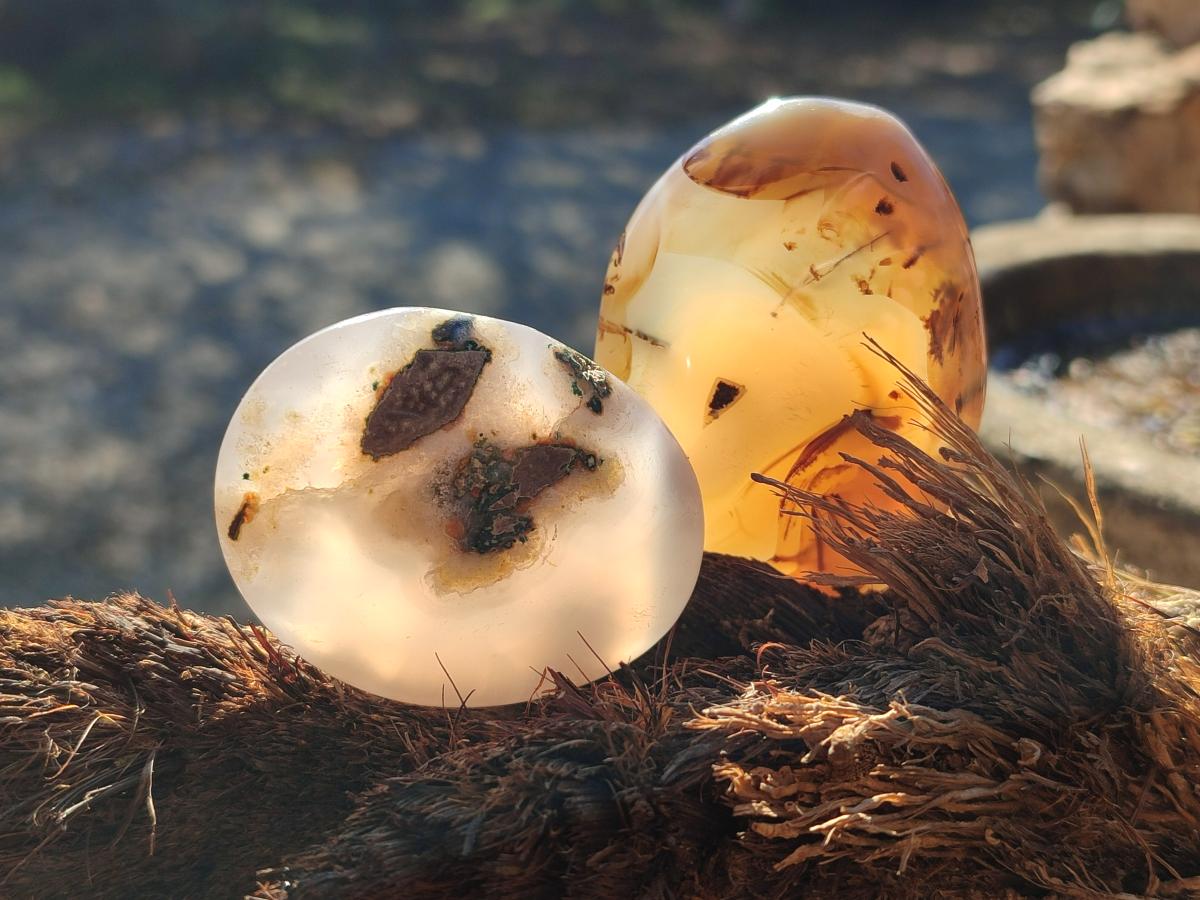 Polished Banded Agate Galets x 24 From Madagascar - Toprock Gemstones and Minerals 