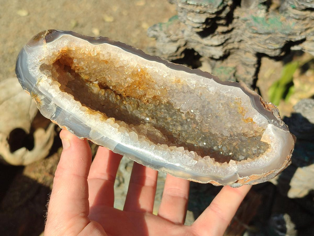 Polished on One Side Agate Amethyst Geodes x 2 From Maintirano, Madagascar - Toprock Gemstones and Minerals 