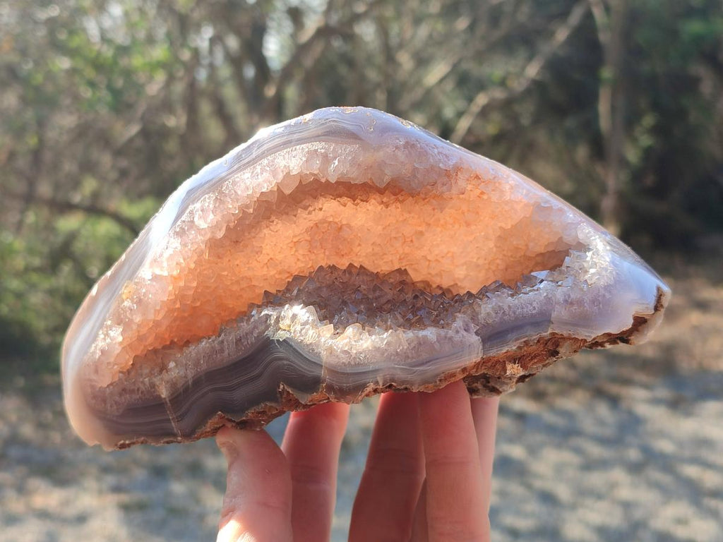 Polished on One Side Agate Amethyst Geodes x 2 From Maintirano, Madagascar - Toprock Gemstones and Minerals 