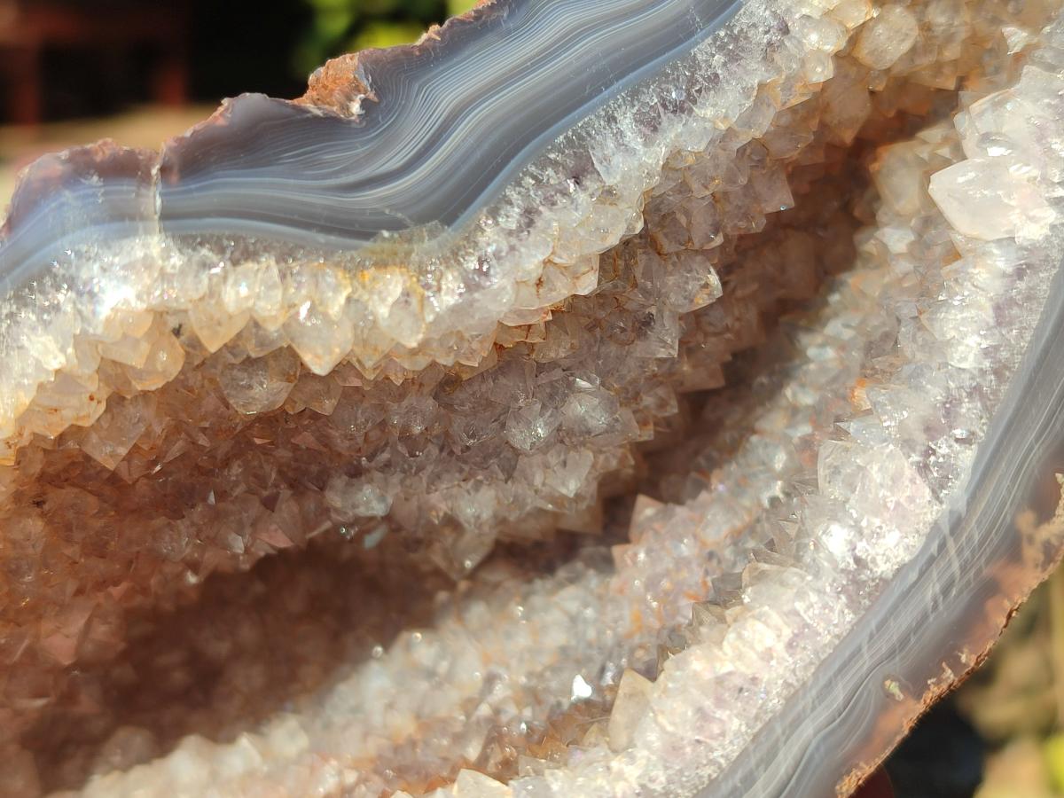Polished on One Side Agate Amethyst Geodes x 2 From Maintirano, Madagascar - Toprock Gemstones and Minerals 