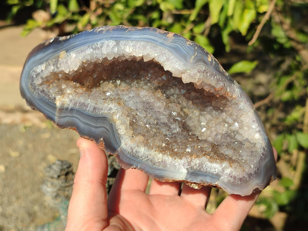 Polished on One Side Agate Amethyst Geodes x 2 From Maintirano, Madagascar - Toprock Gemstones and Minerals 