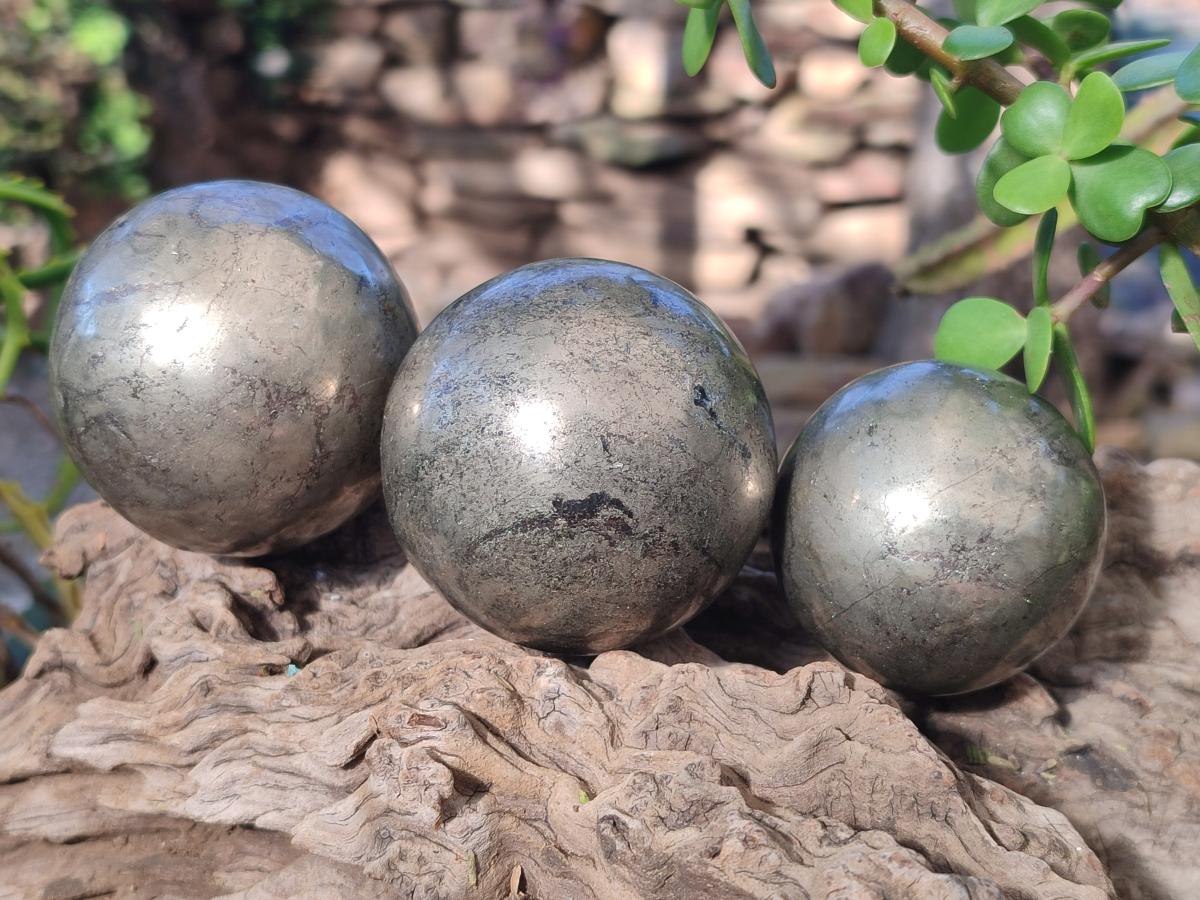 Polished Basalt Pharaoh Stone Spheres x 3 From Iron Duke Mine, Zimbabwe - Toprock Gemstones and Minerals 
