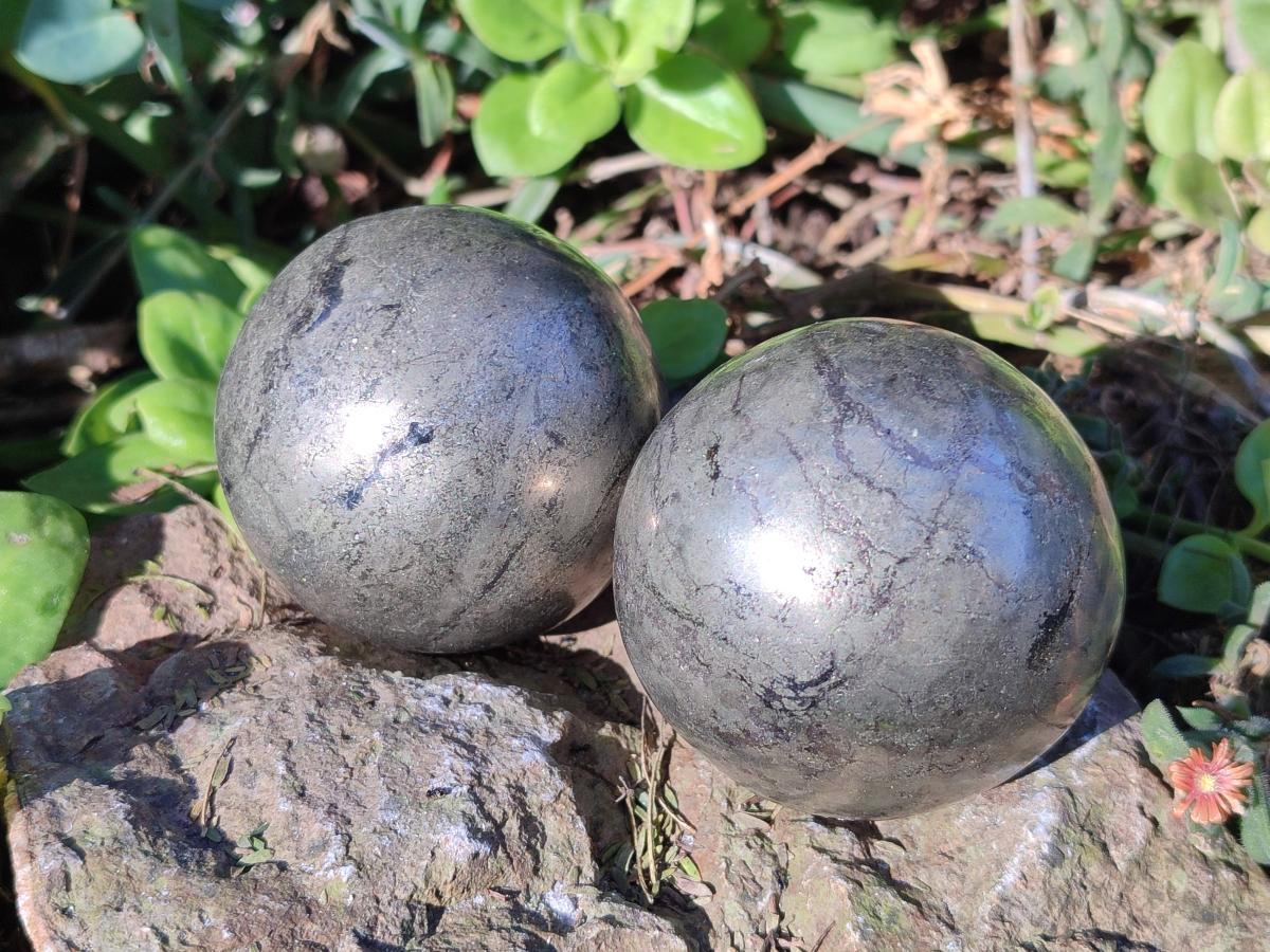 Polished Basalt Pharaoh Stone Spheres x 3 From Iron Duke Mine, Zimbabwe - Toprock Gemstones and Minerals 