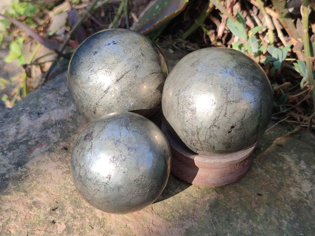 Polished Basalt Pharaoh Stone Spheres x 3 From Iron Duke Mine, Zimbabwe - Toprock Gemstones and Minerals 