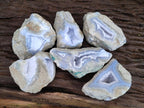 Polished on One Side Blue Lace Agate Geodes x 6 From Nsanje, Malawi - Toprock Gemstones and Minerals 