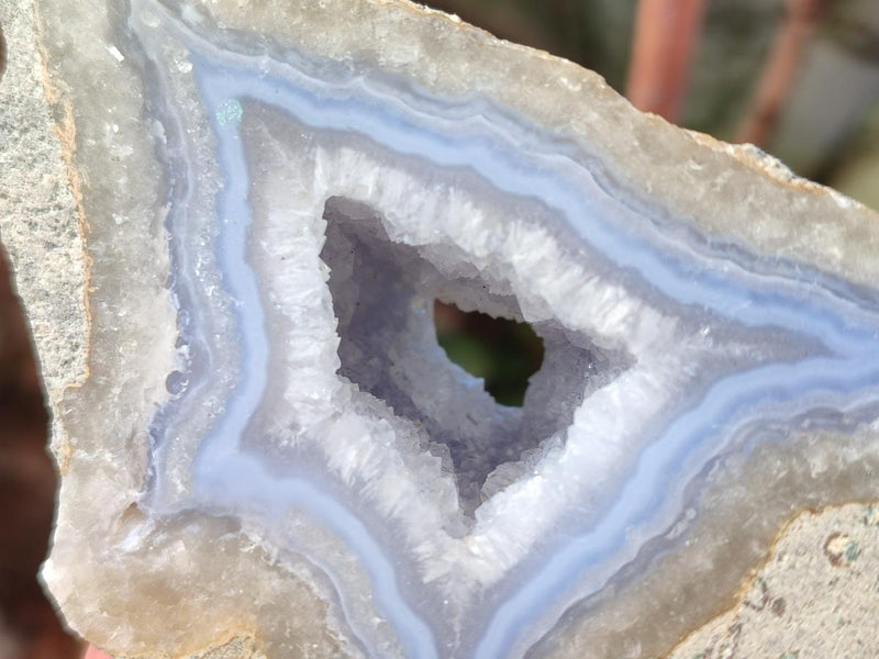 Polished on One Side Blue Lace Agate Geodes x 6 From Nsanje, Malawi - Toprock Gemstones and Minerals 