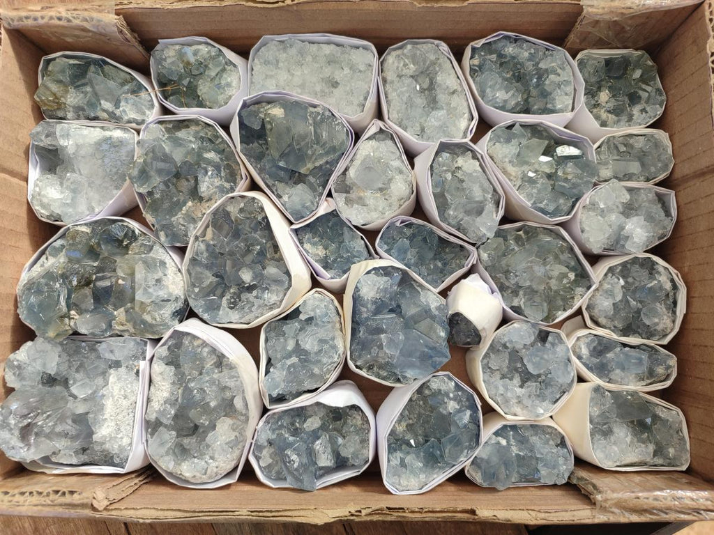 Natural Blue Celestite Specimens x 31 From Sakoany, Madagascar - Toprock Gemstones and Minerals 