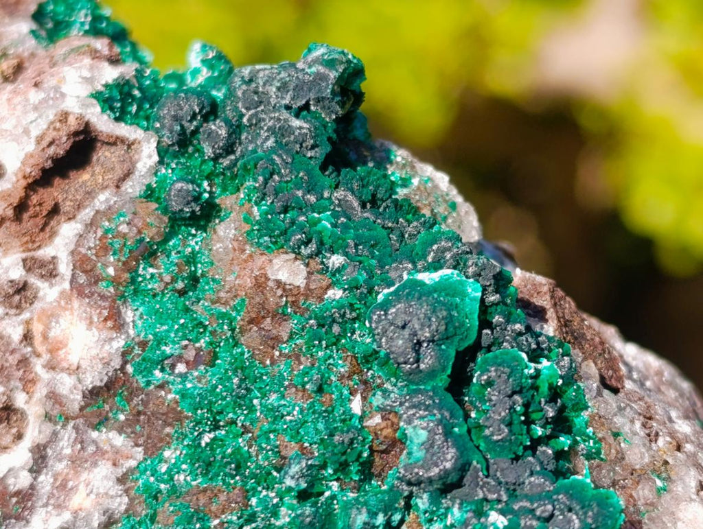 Natural Cabinet Sized Ball Malachite Specimens Coated with Drusy Quartz on Dolomite x 3 From Mindingi Mine, Congo - Toprock Gemstones and Minerals 