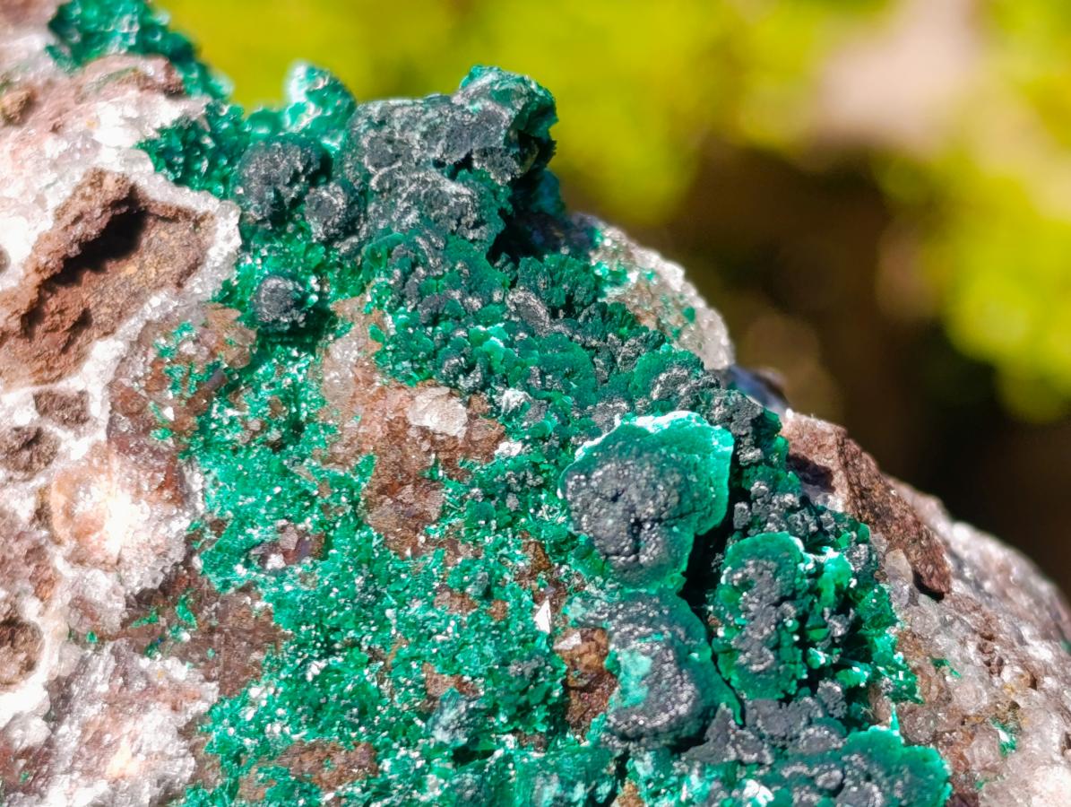 Natural Cabinet Sized Ball Malachite Specimens Coated with Drusy Quartz on Dolomite x 3 From Mindingi Mine, Congo - Toprock Gemstones and Minerals 