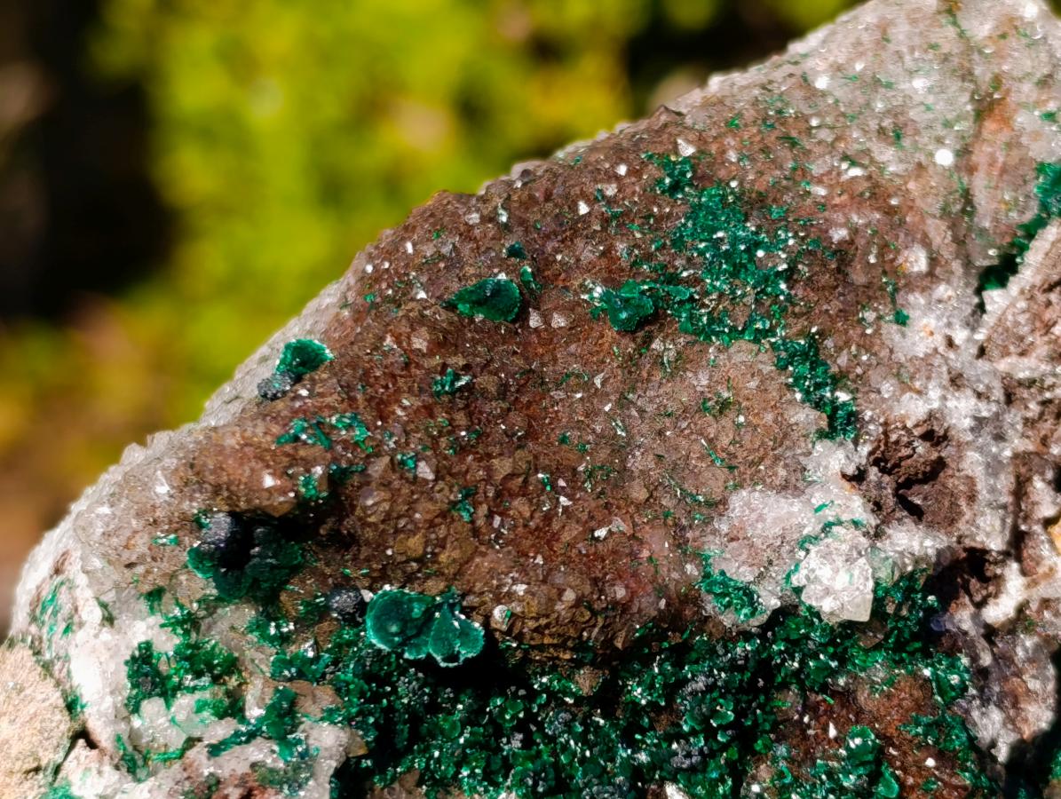 Natural Cabinet Sized Ball Malachite Specimens Coated with Drusy Quartz on Dolomite x 3 From Mindingi Mine, Congo - Toprock Gemstones and Minerals 
