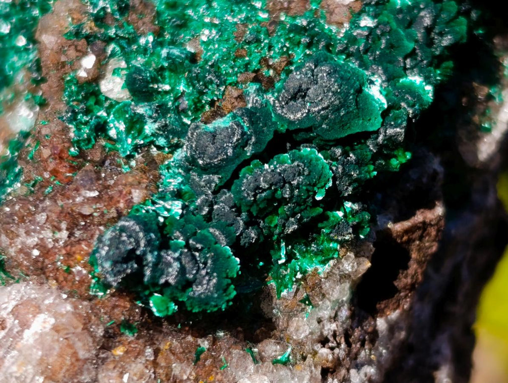 Natural Cabinet Sized Ball Malachite Specimens Coated with Drusy Quartz on Dolomite x 3 From Mindingi Mine, Congo - Toprock Gemstones and Minerals 