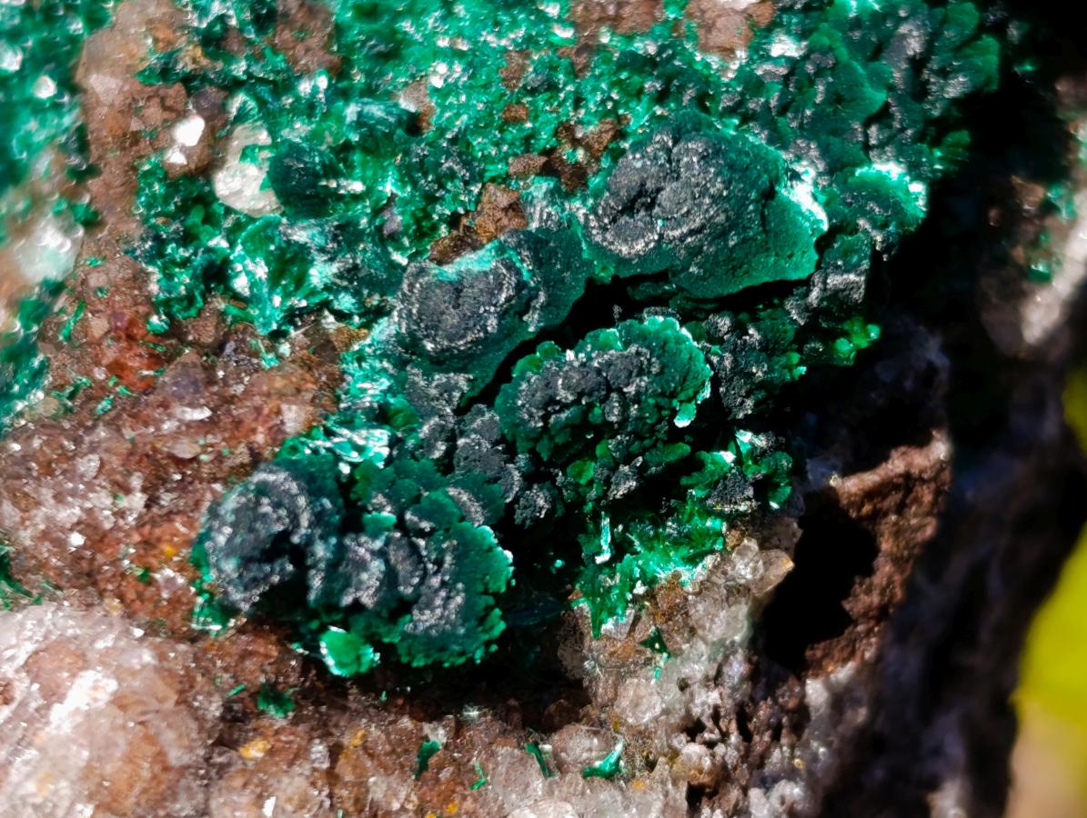 Natural Cabinet Sized Ball Malachite Specimens Coated with Drusy Quartz on Dolomite x 3 From Mindingi Mine, Congo - Toprock Gemstones and Minerals 