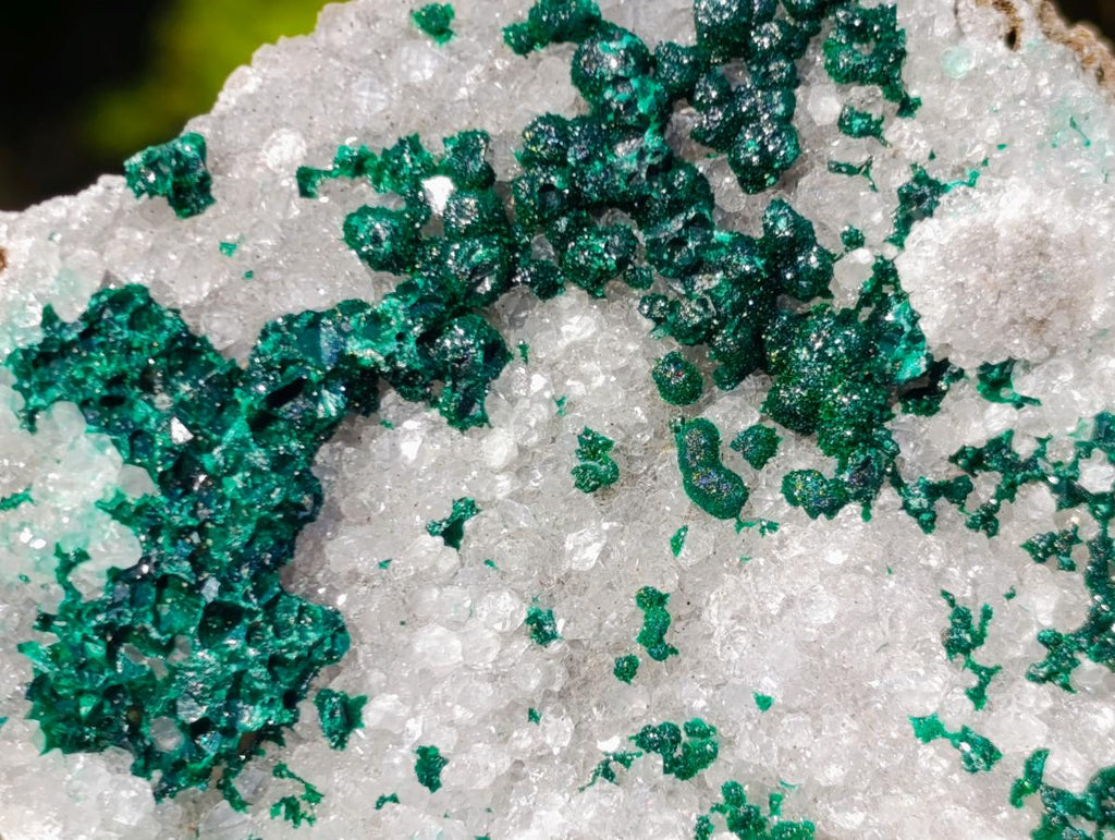 Natural Cabinet Sized Ball Malachite Specimens Coated with Drusy Quartz on Dolomite x 3 From Mindingi Mine, Congo - Toprock Gemstones and Minerals 