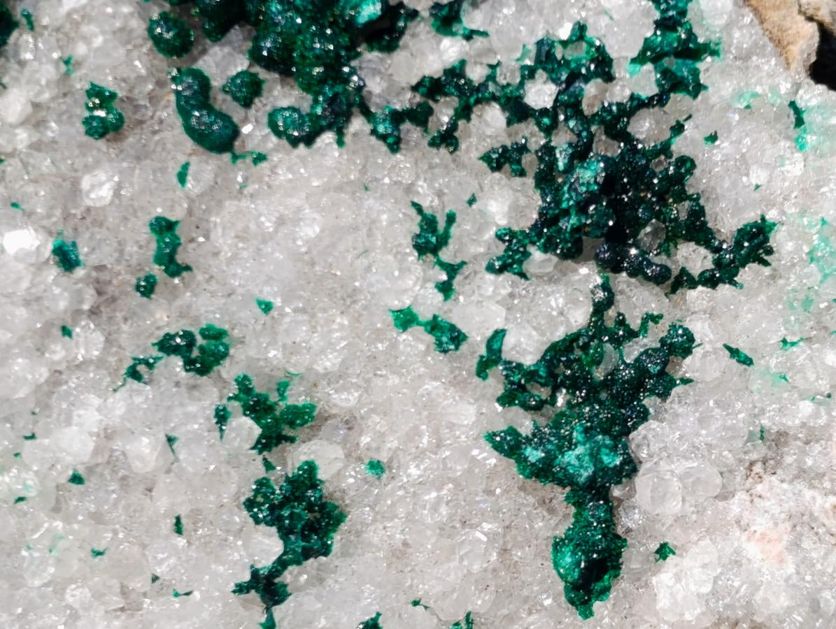 Natural Cabinet Sized Ball Malachite Specimens Coated with Drusy Quartz on Dolomite x 3 From Mindingi Mine, Congo - Toprock Gemstones and Minerals 
