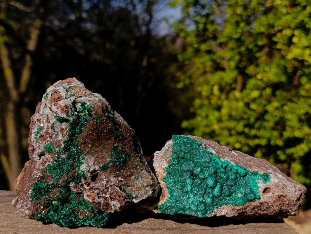 Natural Cabinet Sized Ball Malachite Specimens Coated with Drusy Quartz on Dolomite x 3 From Mindingi Mine, Congo - Toprock Gemstones and Minerals 