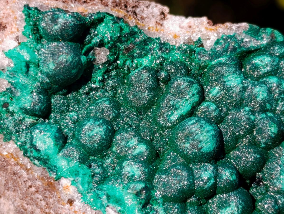 Natural Cabinet Sized Ball Malachite Specimens Coated with Drusy Quartz on Dolomite x 3 From Mindingi Mine, Congo - Toprock Gemstones and Minerals 