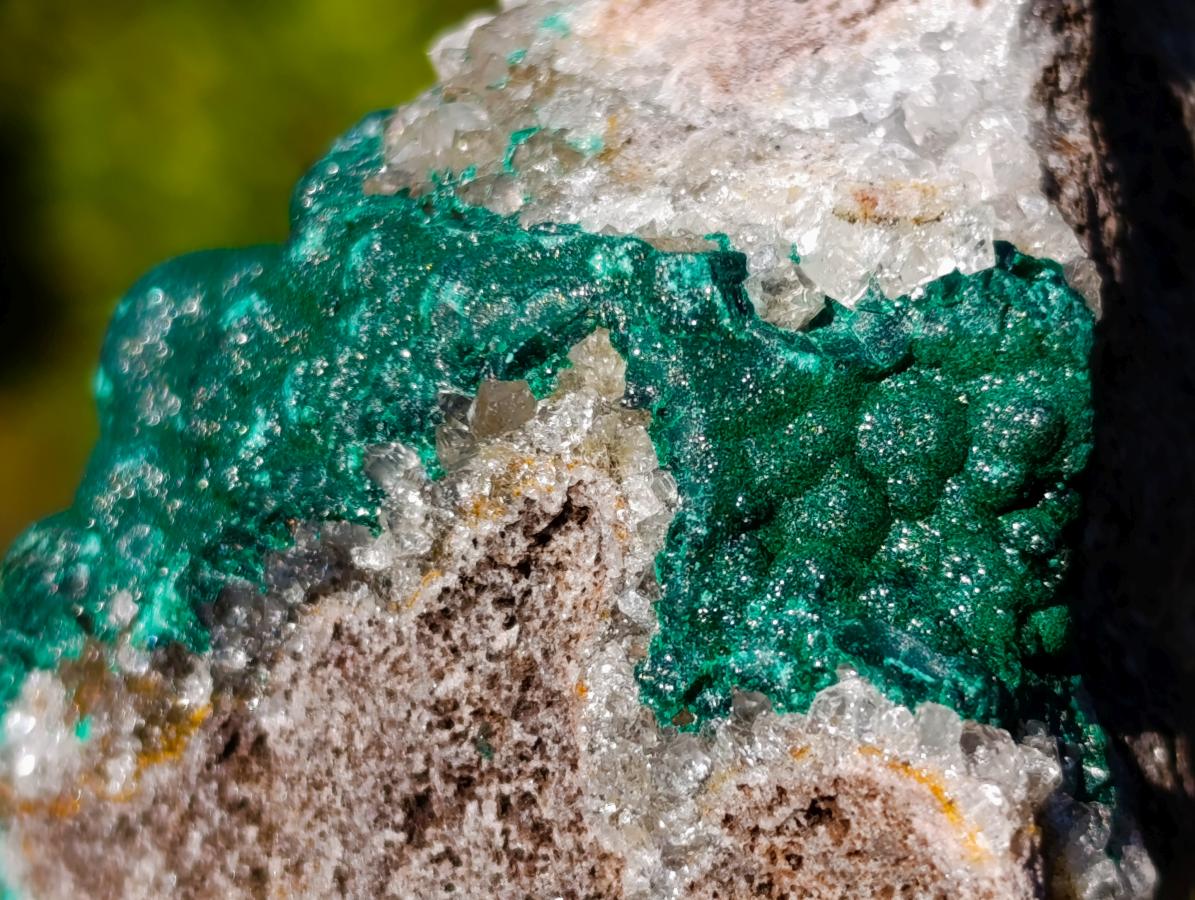 Natural Cabinet Sized Ball Malachite Specimens Coated with Drusy Quartz on Dolomite x 3 From Mindingi Mine, Congo - Toprock Gemstones and Minerals 