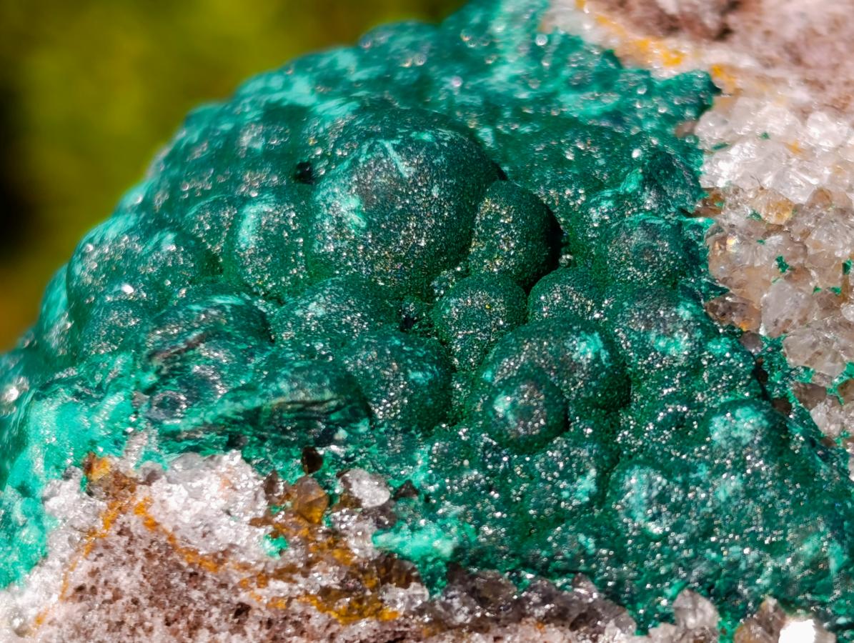 Natural Cabinet Sized Ball Malachite Specimens Coated with Drusy Quartz on Dolomite x 3 From Mindingi Mine, Congo - Toprock Gemstones and Minerals 