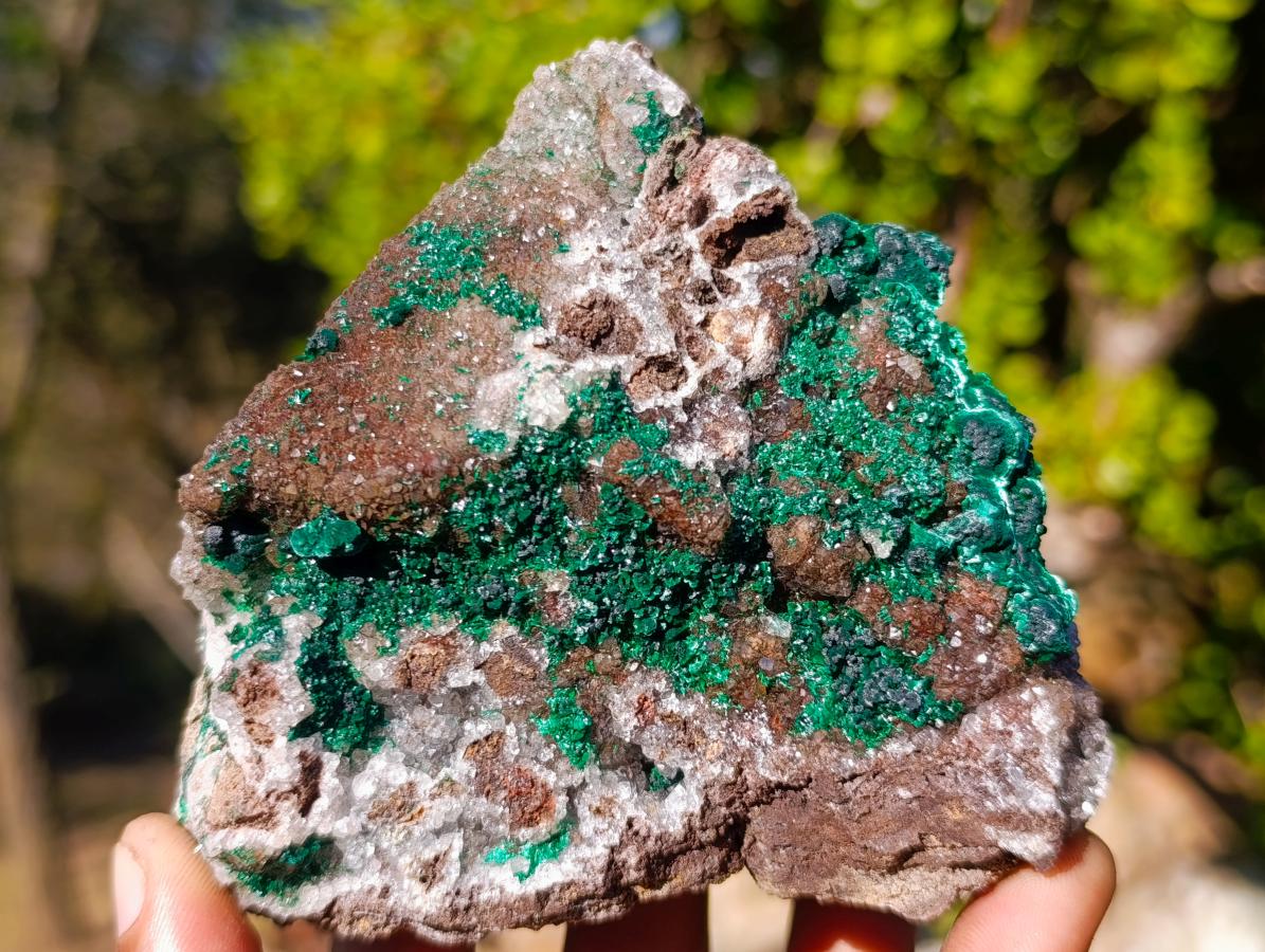 Natural Cabinet Sized Ball Malachite Specimens Coated with Drusy Quartz on Dolomite x 3 From Mindingi Mine, Congo - Toprock Gemstones and Minerals 